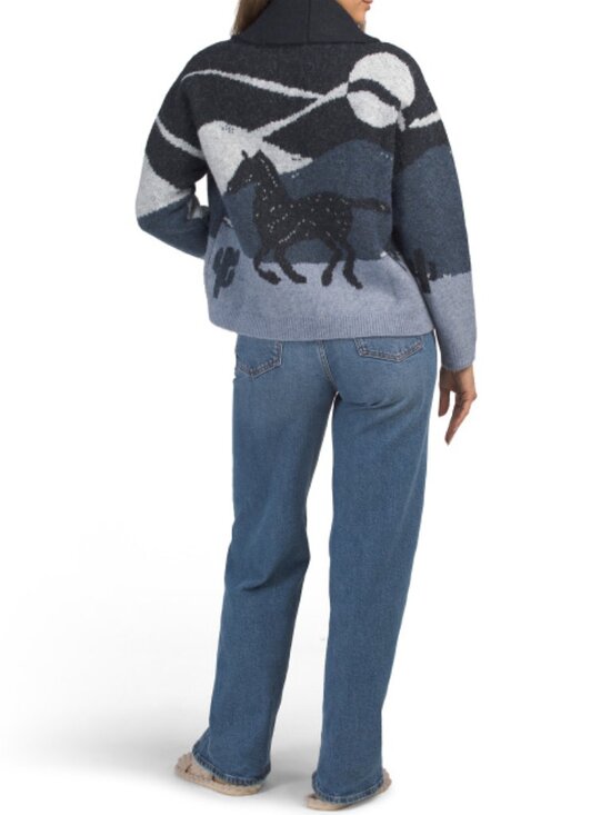 Lucky Brand Sweaters - LUCKY BRAND Wool Blend Horse Shawl Collar Long Sleeve Cardigan